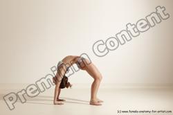 Swimsuit Gymnastic poses Woman White Moving poses Slim long brown Dynamic poses Academic